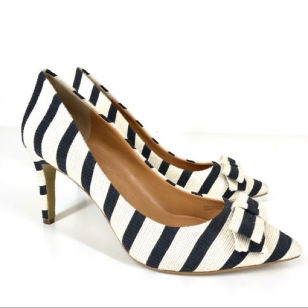 NWOT J. Crew Navy & White Striped Heels